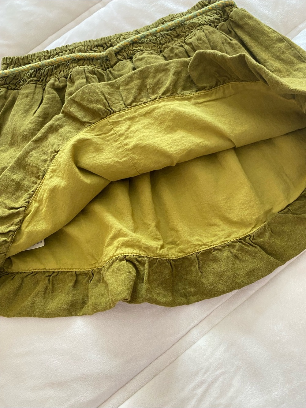 ZARA NWT Olive Linen Drawstring Skort for Girls - Picture 7 of 7